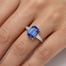Afbeelding in Gallery-weergave laden, echte radiant saffier 3.50karaat ring op wit
