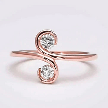 Afbeelding in Gallery-weergave laden, Jugendstil-Sieraden Nieuwe Tweesteens Echt Diamanten Damesring S-Stijl Rose Goud