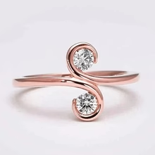 Afbeelding in Gallery-weergave laden, Jugendstil-Sieraden Nieuwe Tweesteens Echt Diamanten Damesring S-Stijl Rose Goud