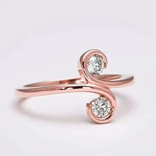 Afbeelding in Gallery-weergave laden, Jugendstil-Sieraden Nieuwe Tweesteens Echt Diamanten Damesring S-Stijl Rose Goud