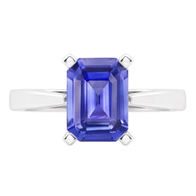 Afbeelding in Gallery-weergave laden, Kathedraal Instelling Ceylon Sapphire Solitaire Smaragdvormige Ring