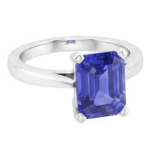 Afbeelding in Gallery-weergave laden, Kathedraal Instelling Ceylon Sapphire Solitaire Smaragdvormige Ring