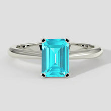 Afbeelding in Gallery-weergave laden, Klassieke Paraiba ring met 2 karaat smaragdgeslepen diamant