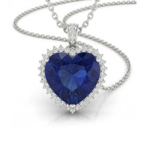 Afbeelding in Gallery-weergave laden, IGI GECERTIFICEERDE Koninklijk Blauwe Saffier Halo Hart Hanger