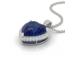 Afbeelding in Gallery-weergave laden, IGI GECERTIFICEERDE Koninklijk Blauwe Saffier Halo Hart Hanger