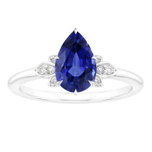Afbeelding in Gallery-weergave laden, Korenbloem Saffier Gekleurde Steen Ring 2 karaat – 14K Witgoud