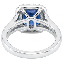 Afbeelding in Gallery-weergave laden, Kussen Ceylon Sapphire Diamanten Ring Accenten 3 Karaat WG 14K