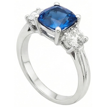 Afbeelding in Gallery-weergave laden, echte round saffier 4.51karaat ring close-up detail
