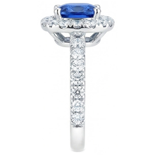 Afbeelding in Gallery-weergave laden, Kussen Ceylon blauwe saffier met Natuurlijke echte diamanten ( niet in een laboratorium gekweekt ) 2,50 ct. Ring