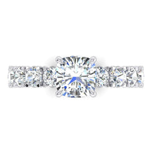 Afbeelding in Gallery-weergave laden, Kussen Geslepen Echt Diamanten Ring 3 Karaat met Ronde Diamanten