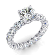Afbeelding in Gallery-weergave laden, Kussen Geslepen Echt Diamanten Ring 3 Karaat met Ronde Diamanten