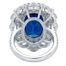 Afbeelding in Gallery-weergave laden, Kussen Saffier En Ronde Natuurlijke uit de aarde gewonnen Diamanten 10.50 Ct Ring Witgoud 14K