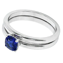 Afbeelding in Gallery-weergave laden, echte cushion saffier 1karaat ring bovenaanzicht