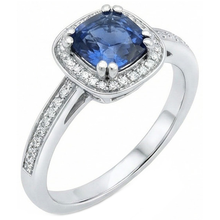 Afbeelding in Gallery-weergave laden, Kussen Sri Lanka blauwe saffier Natuurlijke echte diamanten ( niet in een laboratorium gekweekt ) ring massief goud 1.70 Ct