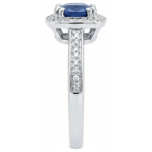 Afbeelding in Gallery-weergave laden, Kussen Sri Lanka blauwe saffier Natuurlijke echte diamanten ( niet in een laboratorium gekweekt ) ring massief goud 1.70 Ct