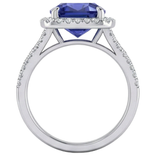 Afbeelding in Gallery-weergave laden, Kussen Tanzaniet Halo Edelsteen Ring 6,50 karaat gespleten schacht