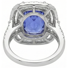 Afbeelding in Gallery-weergave laden, echte round tanzaniet 7karaat ring met diamantaccenten