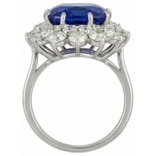 Afbeelding in Gallery-weergave laden, Kussen Tanzaniet met ronde Natuurlijke echte diamanten ( niet in een laboratorium gekweekt ) 5 kt ring nieuw wit goud 14k