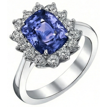 Afbeelding in Gallery-weergave laden, echte round tanzaniet 4.30karaat ring close-up detail