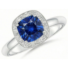 Afbeelding in Gallery-weergave laden, echte round saffier 3karaat ring close-up detail