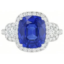 Afbeelding in Gallery-weergave laden, Kussenslijpsel Sri Lankaanse Saffier Natuurlijke uit de aarde gewonnen Diamanten Ring Witgoud 14K 5 Ct