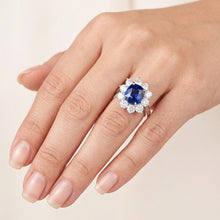 Afbeelding in Gallery-weergave laden, Kussen geslepen saffier met Natuurlijke echte diamanten ( niet in een laboratorium gekweekt ) 3,50 ct jubileum ring wit