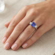 Afbeelding in Gallery-weergave laden, echte round saffier 3.25karaat ring op wit