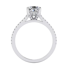 Afbeelding in Gallery-weergave laden, Kussen Echt Diamanten Verlovingsring Witgoud Kathedraal Instelling 2 Karaat