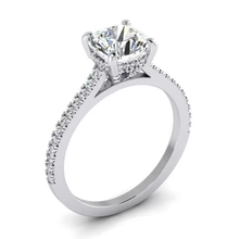 Afbeelding in Gallery-weergave laden, Kussen Echt Diamanten Verlovingsring Witgoud Kathedraal Instelling 2 Karaat