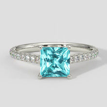 Afbeelding in Gallery-weergave laden, Kussen Paraiba Ring met Diamant Pave