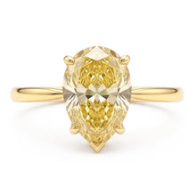 Afbeelding in Gallery-weergave laden, Larimar en diamant verlovingsring 2 karaat natuurlijk peervormig fantasiegeel solitair 18k goud