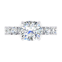 Afbeelding in Gallery-weergave laden, Leuke Moderne Echt Diamant Verlovingsring 5 kt Kussen Gesneden Wit Goud