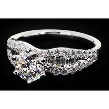 Afbeelding in Gallery-weergave laden, Lintstijl Damesring Ronde Echt Diamant 6 Tanden Set 2,75 Karaat