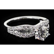 Afbeelding in Gallery-weergave laden, Lintstijl Damesring Ronde Echt Diamant 6 Tanden Set 2,75 Karaat