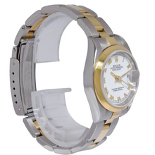 Afbeelding in Gallery-weergave laden, Lunette Witte Romeinse Wijzerplaat Datumjust Rolex Horloge roestvrij staal & Gouden Armband
