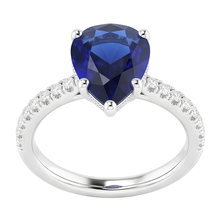 Afbeelding in Gallery-weergave laden, Luxe Royal Blue Saffier Gekleurde Steen Ring – 2 karaat 14K