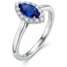 Afbeelding in Gallery-weergave laden, echte marquise saffier 2karaat ring close-up detail