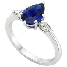 Afbeelding in Gallery-weergave laden, echte pear saffier 3karaat ring zijaanzicht