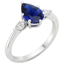 Afbeelding in Gallery-weergave laden, echte pear saffier 3karaat ring close-up detail