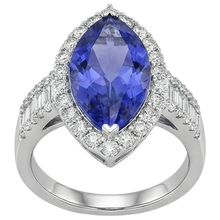 Afbeelding in Gallery-weergave laden, Marquise Tanzaniet en Natuurlijke uit de aarde gewonnen Diamant 17.25 Ct Ring Witgoud 14K