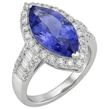 Afbeelding in Gallery-weergave laden, Marquise Tanzaniet en Natuurlijke uit de aarde gewonnen Diamant 17.25 Ct Ring Witgoud 14K