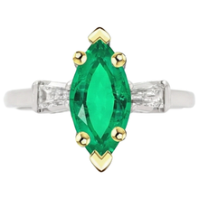 Afbeelding in Gallery-weergave laden, Fijne Smaragd Edelsteen Ring 3,50 karaat 14 Karaat Tweekleurig Goud – vooraanzicht