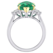 Afbeelding in Gallery-weergave laden, Colombiaanse Smaragd Marquise Sieraadsteen Ring in Bicolor 14K Goud – achteraanzicht