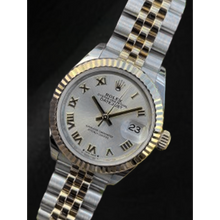 Afbeelding in Gallery-weergave laden, Middelgrote Datumjust 31 mm Rolex-horloge van roestvrij staal en gouden jubileumband