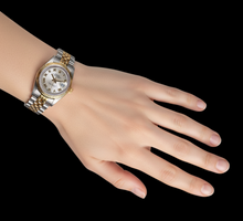 Afbeelding in Gallery-weergave laden, Middelgrote Datumjust 31 mm Rolex-horloge van roestvrij staal en gouden jubileumband P7