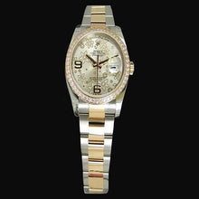 Afbeelding in Gallery-weergave laden, Middelgrote Rolex diamanten randhorloge dames fabrieksrand bloemwijzerplaat