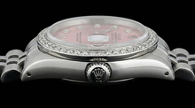 Afbeelding in Gallery-weergave laden, Middelgrote Rolex roestvrij staal Jubileum Armband Datumjust Horloge Roze Diamant Wijzerplaat Lunette