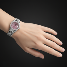 Afbeelding in Gallery-weergave laden, Middelgrote Rolex roestvrij staal Jubileum Armband Datumjust Horloge Roze Diamant Wijzerplaat Lunette P2