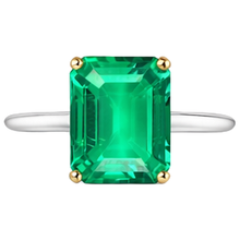 Afbeelding in Gallery-weergave laden, Fijne Smaragd Edelsteen Ring 4 karaat Tweekleurig 14K Goud – zijaanzicht