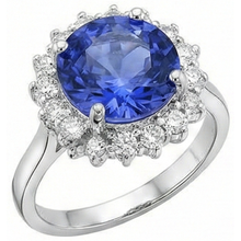 Afbeelding in Gallery-weergave laden, Mooie 4 karaats tanzaniet ronde Natuurlijke echte diamanten ( niet in een laboratorium gekweekt ) ring sieraden